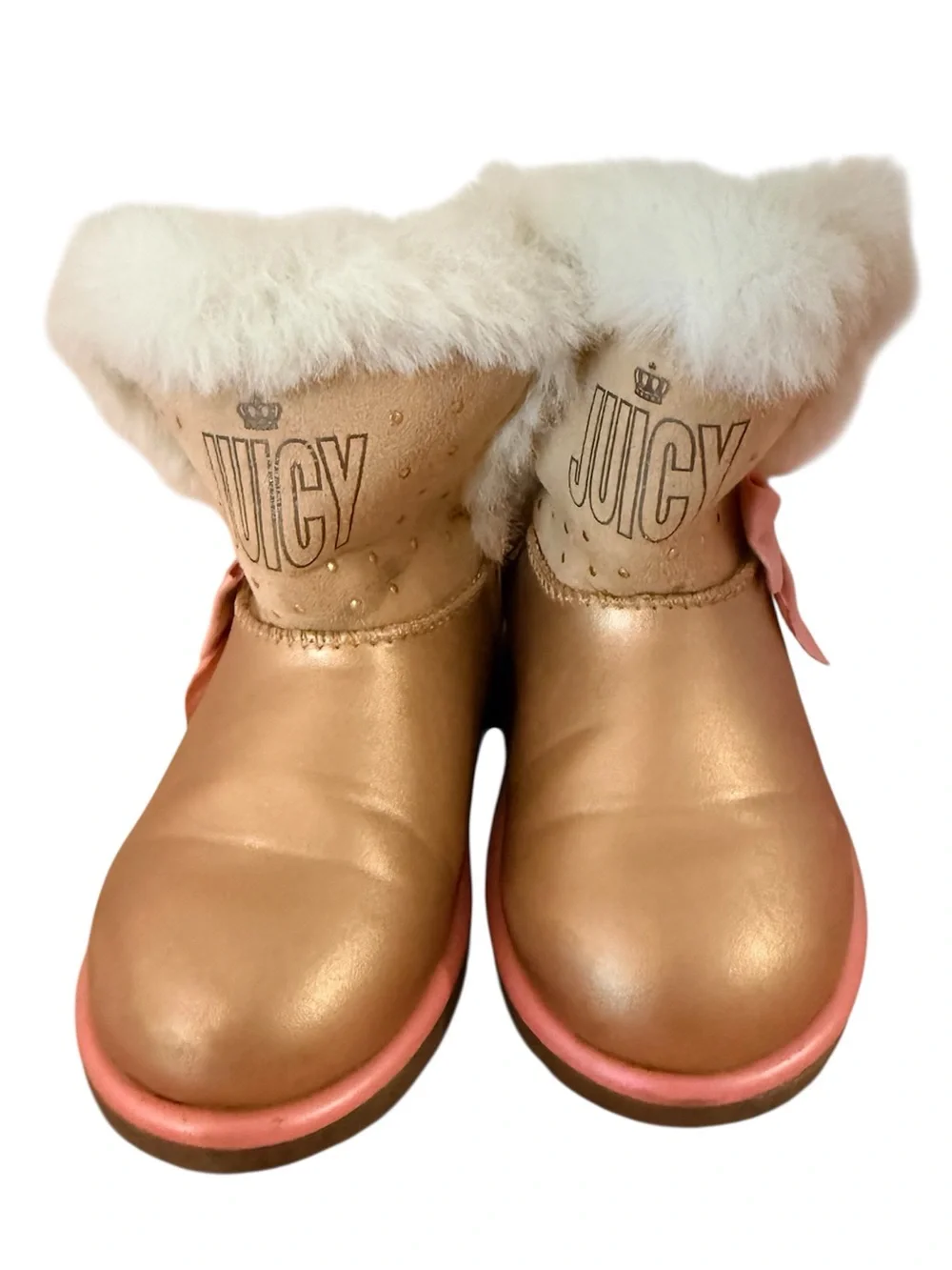 Juicy Couture JJK Lil Perris Gold Toddler Furry Boots, size 10M